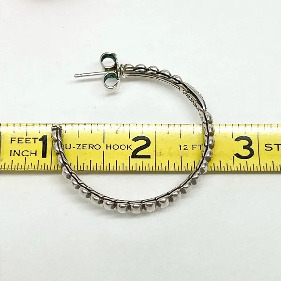 John Hardy Bedeg Lava Black Sapphire Hoop Earrings .925 - Picture 9 of 9